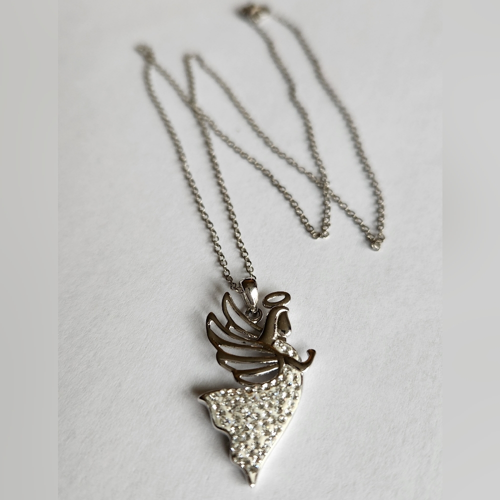 Vintage Sterling Silver JCM Angel Necklace